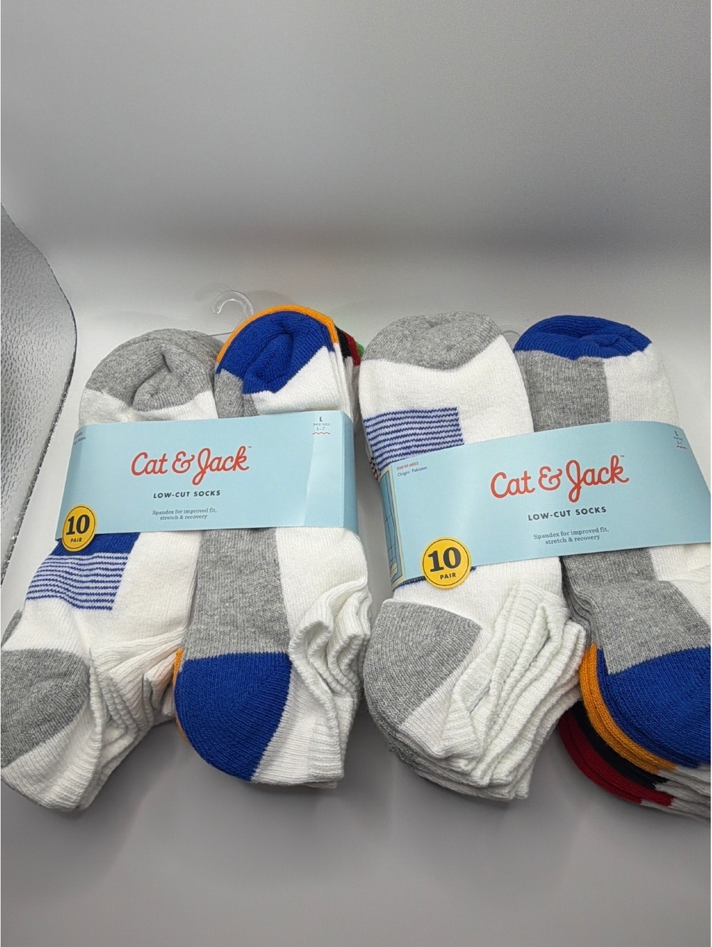 Lot of 2! Cat & Jack Low-Cut Socks 10 Pair Size Large Shoe Size 3-7